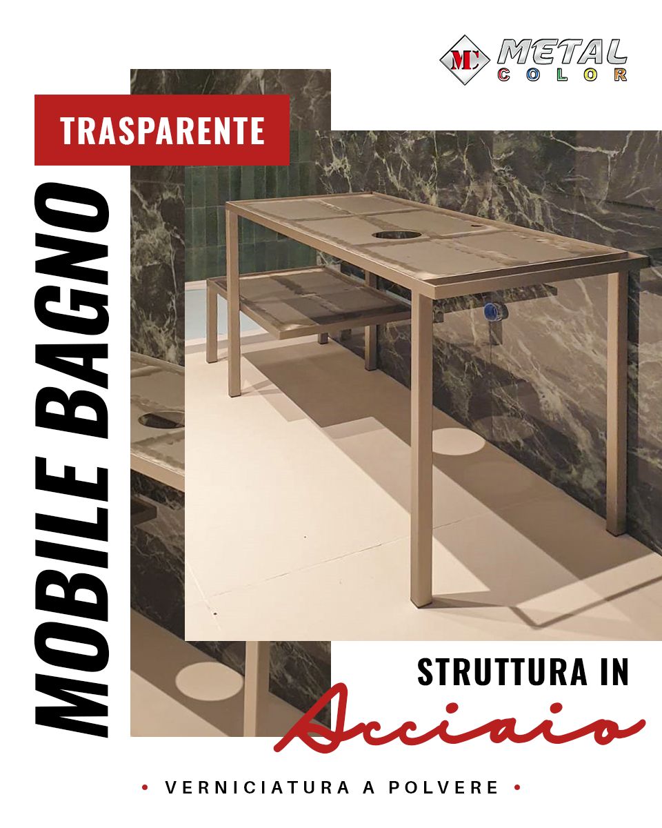 Verniciatura struttura mobile bagno in acciaio