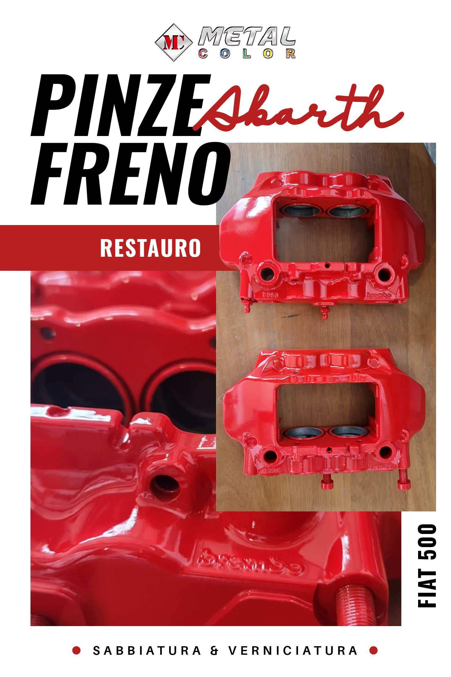 Verniciatura pinze freni Fiat 500 Abarth